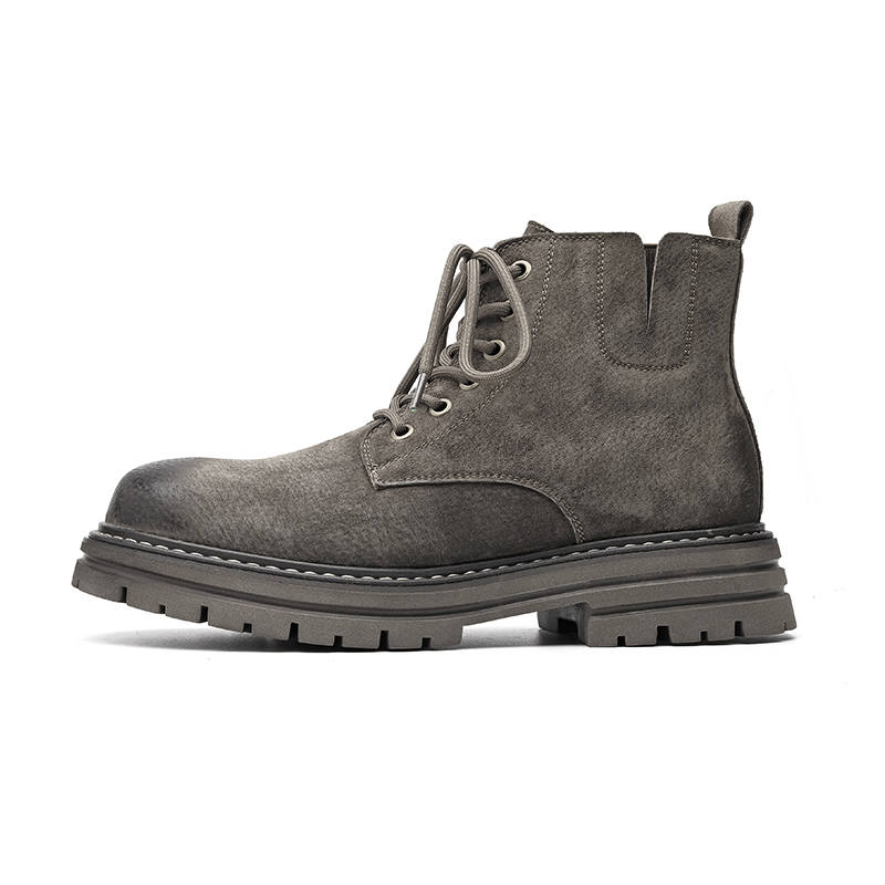 PLO CART Top Grain Pig Leather Short Mid Calf Combat Boots Men's