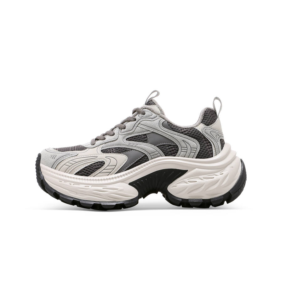 C°BANNER Fleece Lined, Vintage Trendy Abrasion Resistant Low top Chunky Sneakers Women's Gray