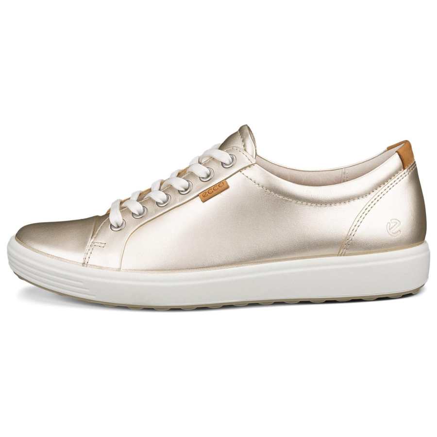 Ecco Soft 7 Leather Slip Resistant Abrasion Resistant Low top Casual Shoes Women's Gold