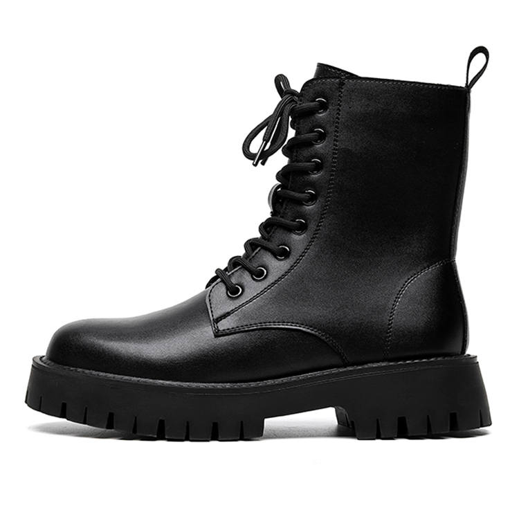 GZZ GZZ Microfiber Leather Short Combat Boots Men's Black