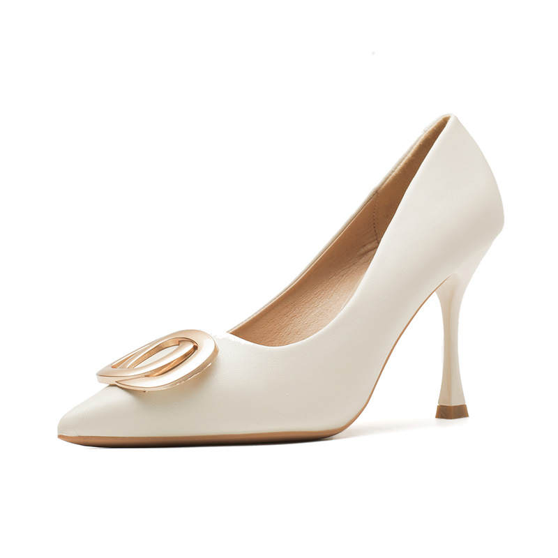 DUNNU Leather Slim Heel High Heels Women's
