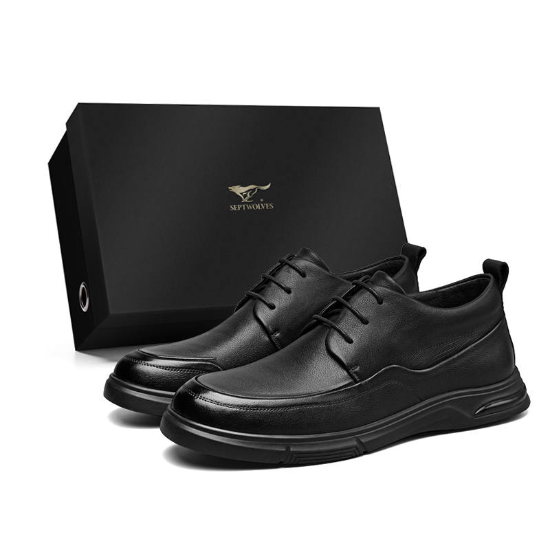 SEPTWOLVES Top Grain Cow Leather Casual Leather Shoes Men's Black