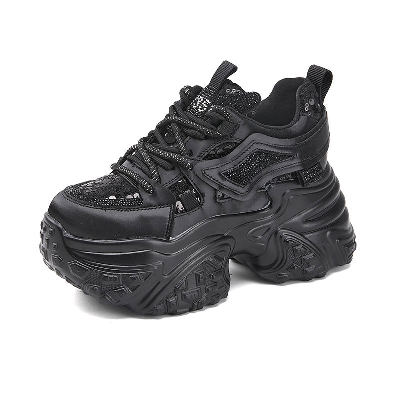 QITUMAUL Cow Split Leather Abrasion Resistant Low top Chunky Sneakers Women's