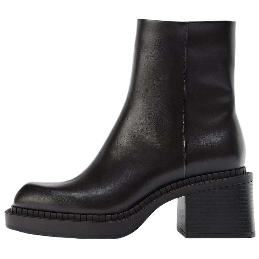 ZARA Pu Ankle Boots 6.5cm Women's Black