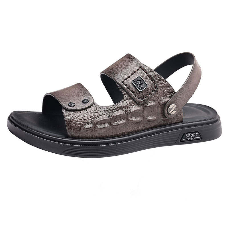 KAQIAODI Sheepskin Beach Sandals Men's Khaki