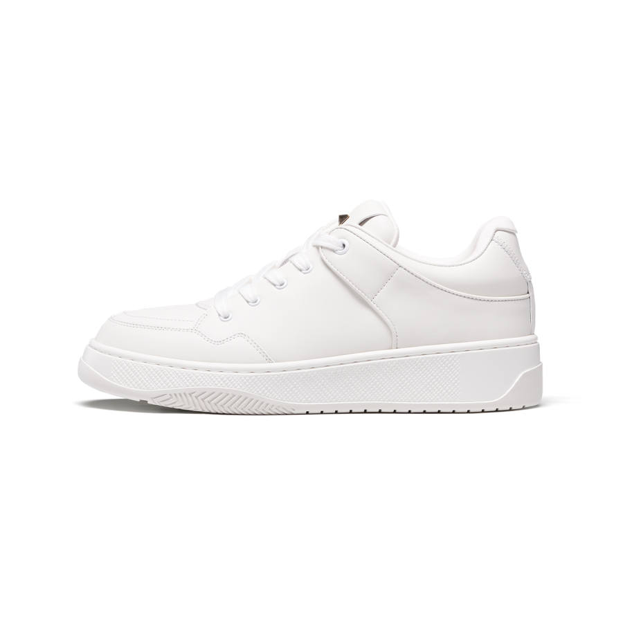 TRUFFAUT Fashion Height Increasing White Platform Shoes Cow Leather Low top Skateboard Shoes Men's