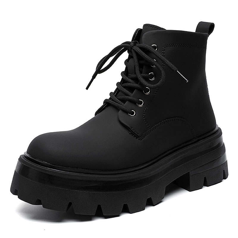 KAQIAODI Microfiber Leather Short Combat Boots Men's Black