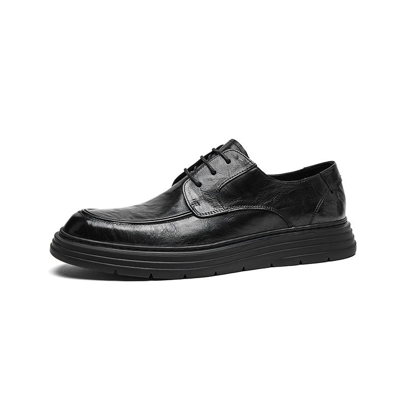 Hautton Jeans Top Grain Cow Leather Dress Shoes Men's Black