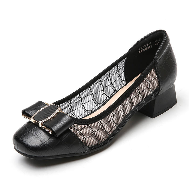 XINNUO Cow Leather Chunky Heel High Heels 3.3cm Women's