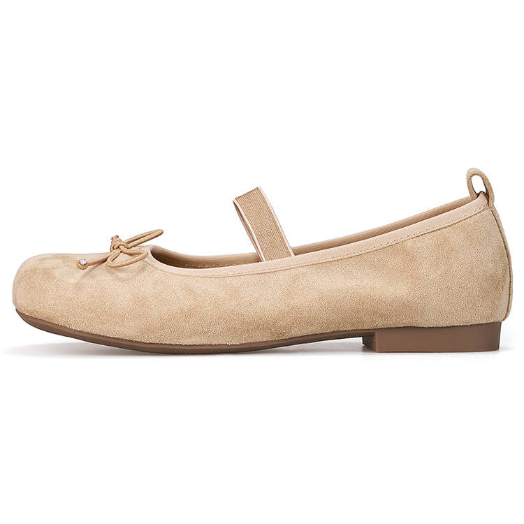 Joy&Mario Flat Mary Jane Shoes Women's Apricot