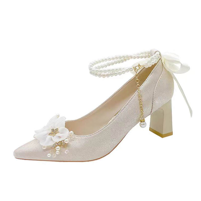 Imono Chunky Heel High Heels 6CM Women's Champagne
