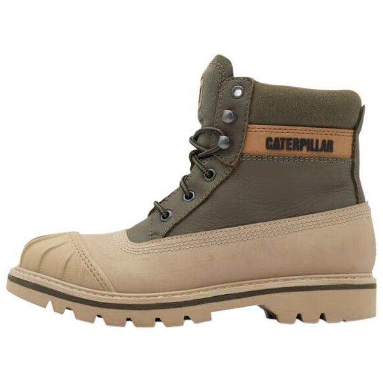 CAT Cow Leather Abrasion Resistant Abrasion Resistant Short Outdoor Boots 4cm Women's Green