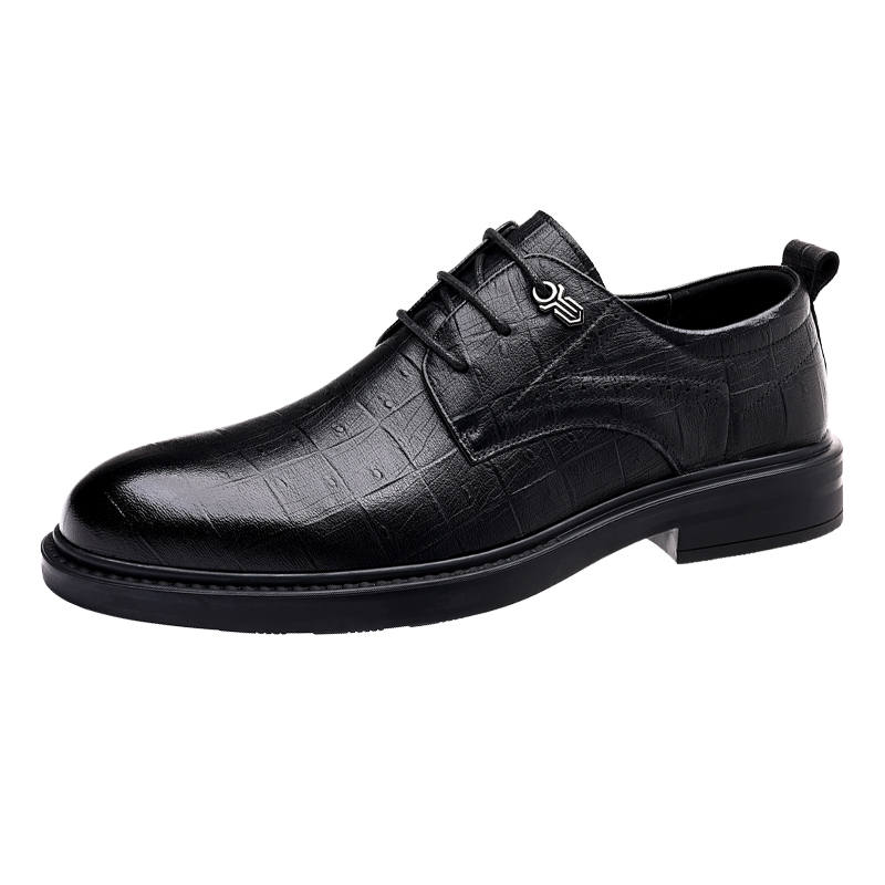 CKVUSAMG Casual Leather Shoes Men's Low Top Black/Brown