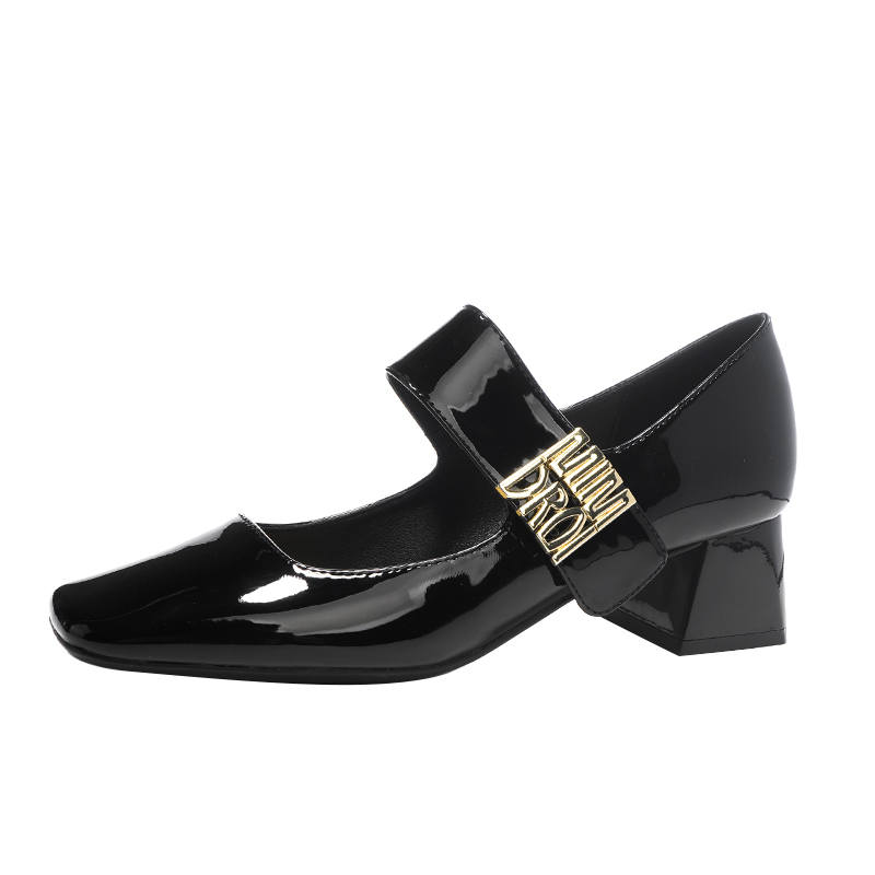Zubumei Microfiber Leather Chunky Heel Mary Jane Shoes 4.5cm Women's