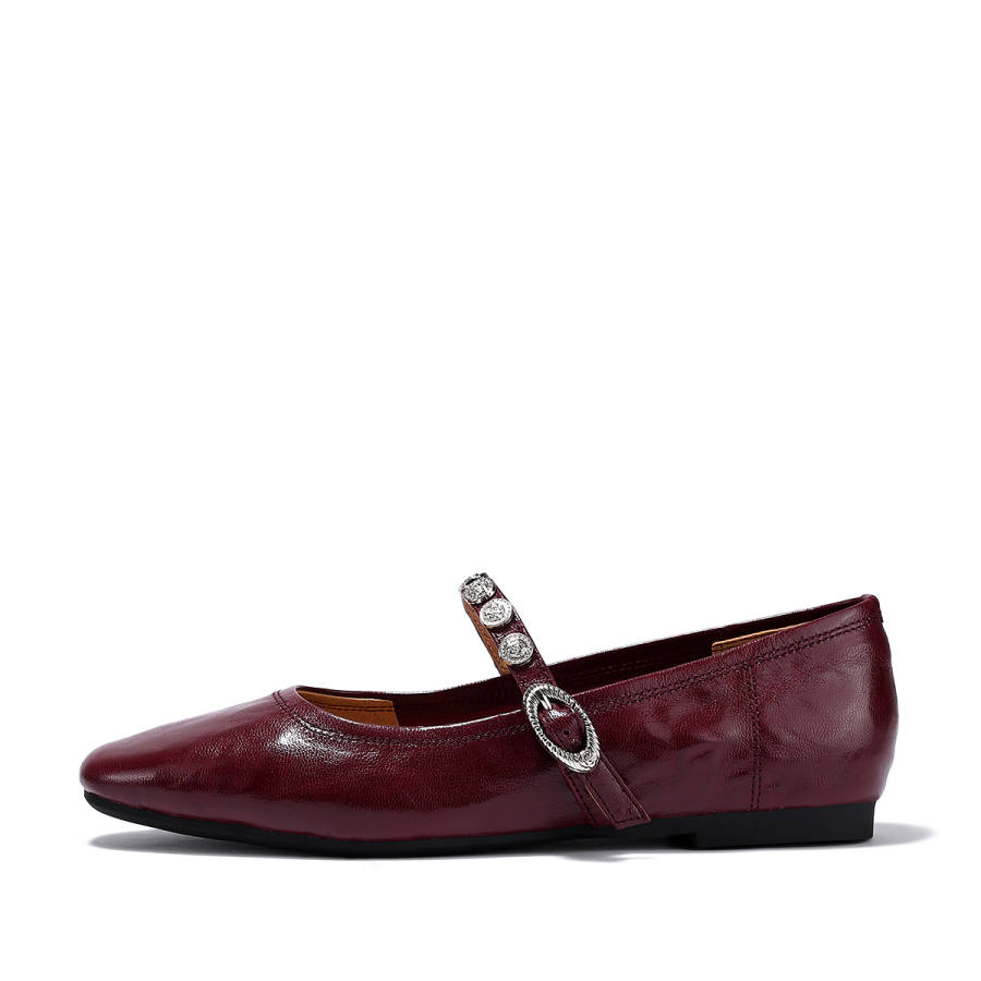 BELLALILY Sheepskin Chunky Heel Mary Jane Shoes Women's