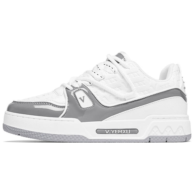 V.YERXU Skate Sneaker Microfiber Leather Abrasion Resistant Lightweight Breathable Height Increasing