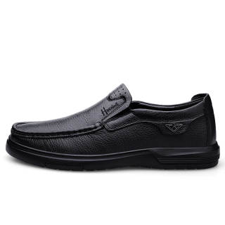 HAOXING Casual Leather Shoes Men's Low Top Brown/Black