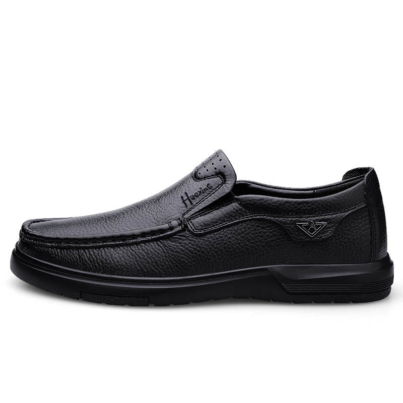 HAOXING Casual Leather Shoes Men's Low Top Brown/Black