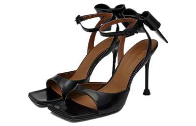 SHUSHU/TONG Cow Leather One Strap Sandals Women's Black