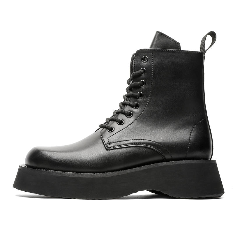 CHILANG CHILANG PU Crew Combat Boots Men's Black