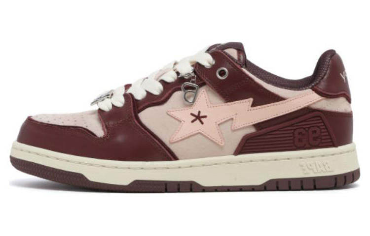 A BATHING APE BAPY x A BATHING APE STA Cow Leather Slip Resistant Cushioning Low top Skateboard Shoes Women's Brown