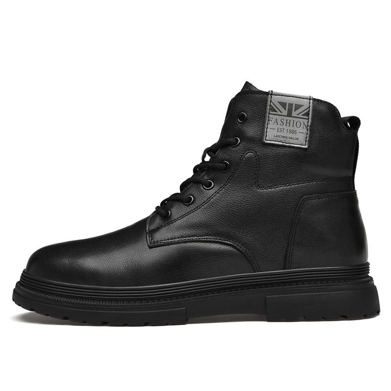XIMO BULL XIMO BULL Cow Split Leather Short Combat Boots Men's Black