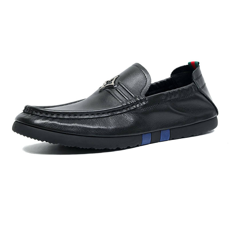 SENJIALUO Top Grain Cow Leather Casual Shoes Men's Black