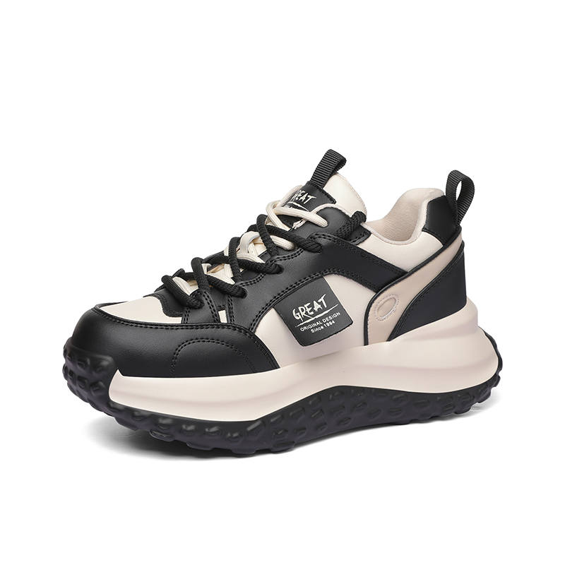 JINSITU Microfiber Leather Low top Chunky Sneakers Women's Black