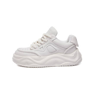 SHERIDAN Cow Leather Abrasion Resistant Height Increasing Low top Skateboard Shoes Men's White