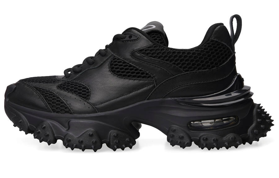 BOSSSUNWEN Top Grain Cow Leather Low top Chunky Sneakers Men's Black