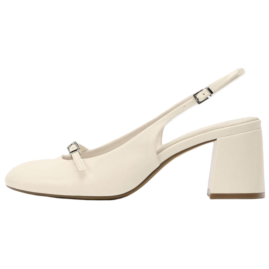 ZARA Chunky Heel High Heels 7cm Women's White