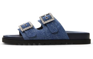 CHARLES&KEITH Slip Resistant Slip Resistant Slide Slippers 2cm Women's Dark Denim Blue