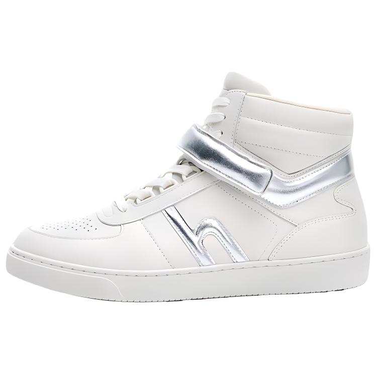 HAZZYS Versatile Slip Resistant Slip Resistant High top Skateboard Shoes Women's Silver White