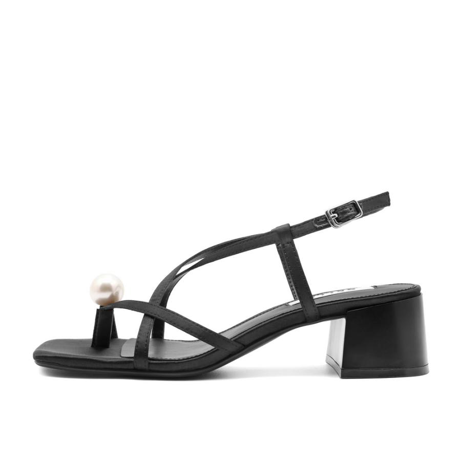 BELLE Fabric One Strap Sandals 4.5cm Women's Pink, Black
