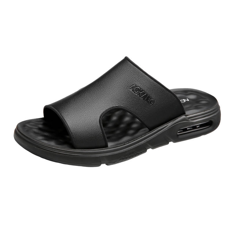 AOKANG Slip Resistant Abrasion Resistant Slide Slippers Men's Black