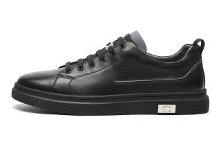 TRUMPPIPE Top Grain Cow Leather Low top Skateboard Shoes Men's Black