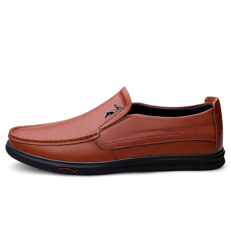 YINGLUNQISHI Top Grain Cow Leather Casual Shoes Men's Brown