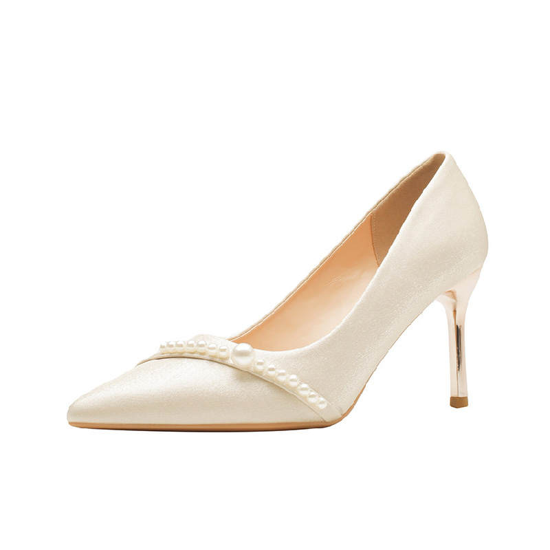 BIGTREE BIGTREE Slim Heel High Heels Women's Apricot