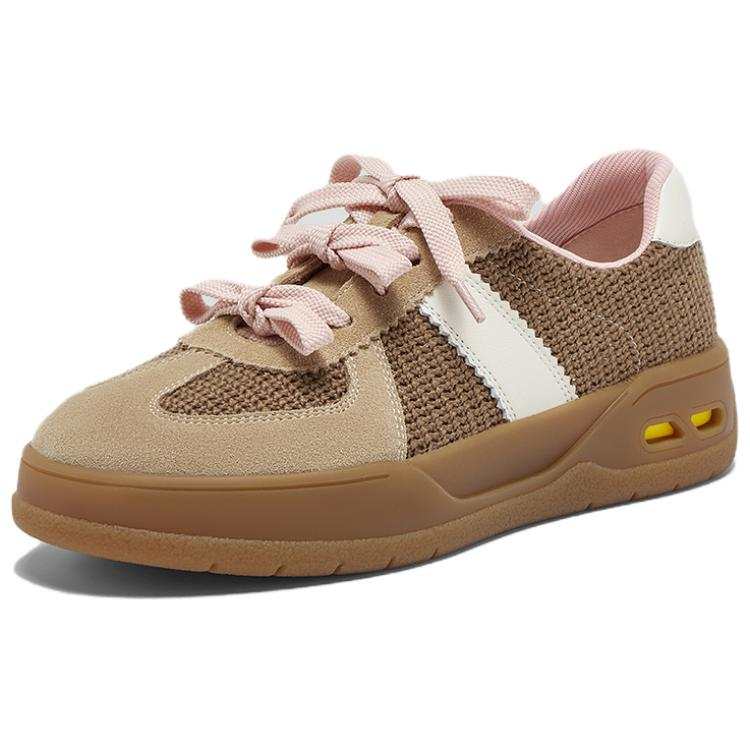 SKAP Textile, Cow Leather Low top Casual Shoes Women's Brown/White
