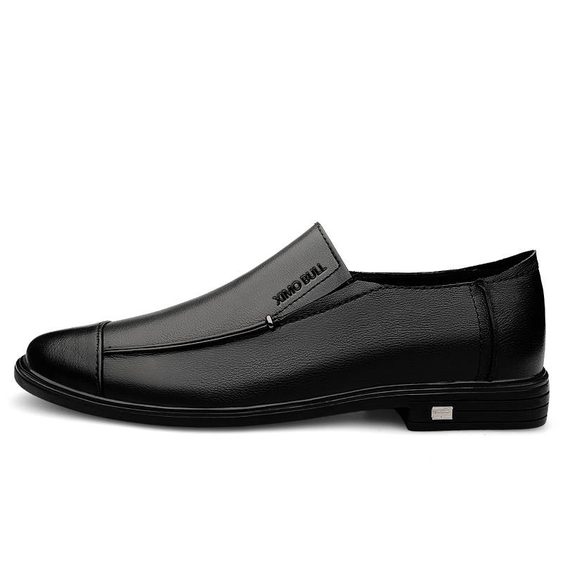 XIMO BULL Top Grain Cow Leather Men's Casual Shoes Men's Black