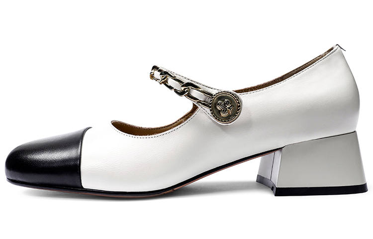 Rosa Bianca Sheepskin Chunky Heel High Heels Women's Ecru
