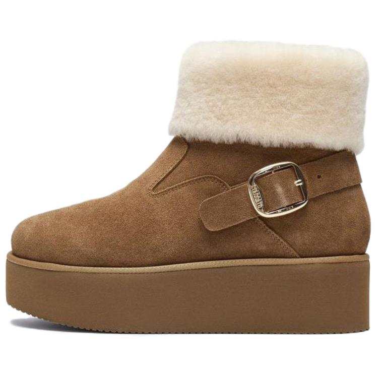 Staccato Cocoa Snow Topping Cow Split Leather Thermal Short Snow Boots Women's Brown