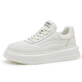 JOSINY Cow Split Leather Low top Skateboard Shoes Men's White