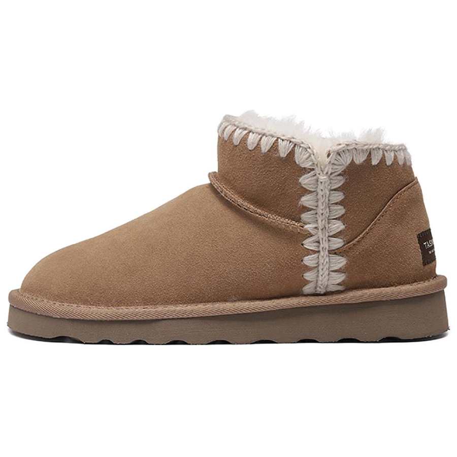 TASMAN AUS Cow Split Leather Thermal Short Snow Boots 2.5CM Women's