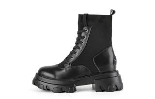 Iijin Short Versatile Casual Knitted Fabric Combat Boots Women's
