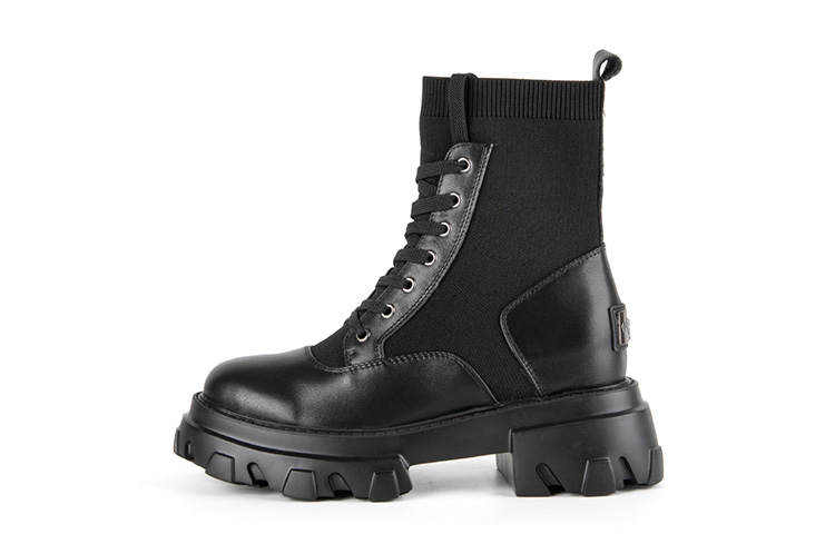 Iijin Short Versatile Casual Knitted Fabric Combat Boots Women's