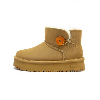 UBZ Cow Split Leather Comfortable Fleece Lined Short Snow Boots Women's