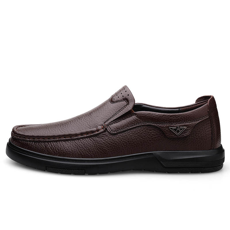 YINGLUNQISHI Top Grain Cow Leather Casual Shoes Men's Brown
