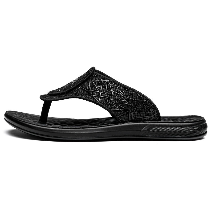 CHINT Slip Resistant Abrasion Resistant Odor Resistant Flip Flops Men's Black