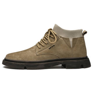 AIPSEN Split Pig Leather Ankle Length Combat Boots Men's